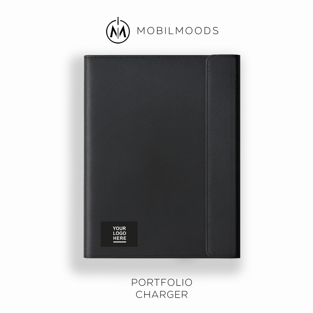 NP-2, Personalized Company Logo A4 Portfolio, Corporate Gift Portfolio, Custom Notebook, Business Gift Office Padfolio, Light-Up Logo Charger