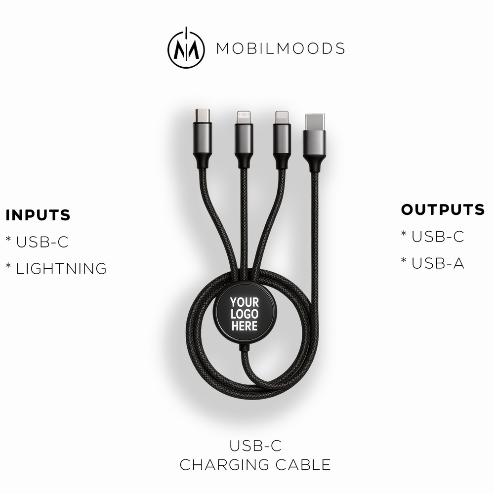 C-1, Affordable Company Giveaway Gift, Corporate Logo Phone Charger, Personalized Charging Cord, Bulk Order Event Gift, Best Conference Gift