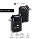 Personalized Corporate Tech Gift Set, 10000mAh Wall Plug Power Bank with Built-In Cables, Branded Employee Client Gift Box, Cable and Stylus