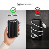 Personalized Corporate Tech Gift Set, 10000mAh Wall Plug Power Bank with Built-In Cables, Branded Employee Client Gift Box, Cable and Stylus