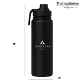 Personalized 24 oz Stainless Steel Water Bottle, Custom Company Logo Chug Lid Flask, Bulk Team Event Gift, Employee and Client Merchandise