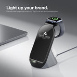 Custom Company Logo 3-in-1 Charging Dock, Personalized Light Up Logo Wireless Station for Phone Watch and Earbuds, Bulk Corporate Tech Gift
