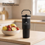 Personalized Insulated Tumbler with Handle, Custom Logo Travel Cup, Realtor Closing Gift Tumbler, Construction Crew Mug, Conference Swag