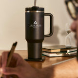 Personalized 30 oz Insulated Tumbler with Handle, Custom Logo Travel Cup, Construction Crew Gift Tumbler, Company Driver Gift Tumbler