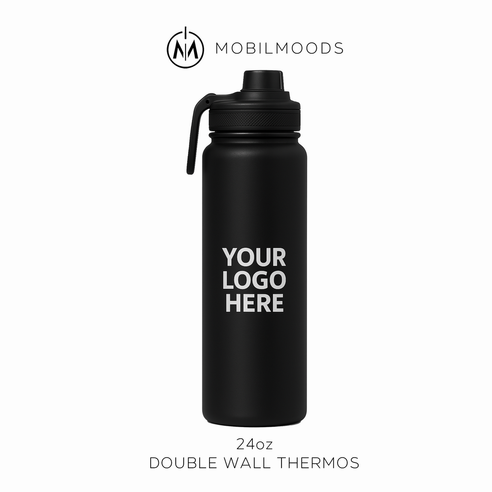 T-4, 24oz Promotional Company Gift Bulk Order Thermos, Double Wall Insulated Water Bottle, Stainless Steel Drinkware, Personalized Gift Thermos