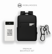 BX-06, Personalized Company Logo Backpack Gift Set, Custom Backpack Gift Box, Personalized Portable Charger, Company Employee Holiday Gift