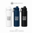 T-4, 24oz Promotional Company Gift Bulk Order Thermos, Double Wall Insulated Water Bottle, Stainless Steel Drinkware, Personalized Gift Thermos