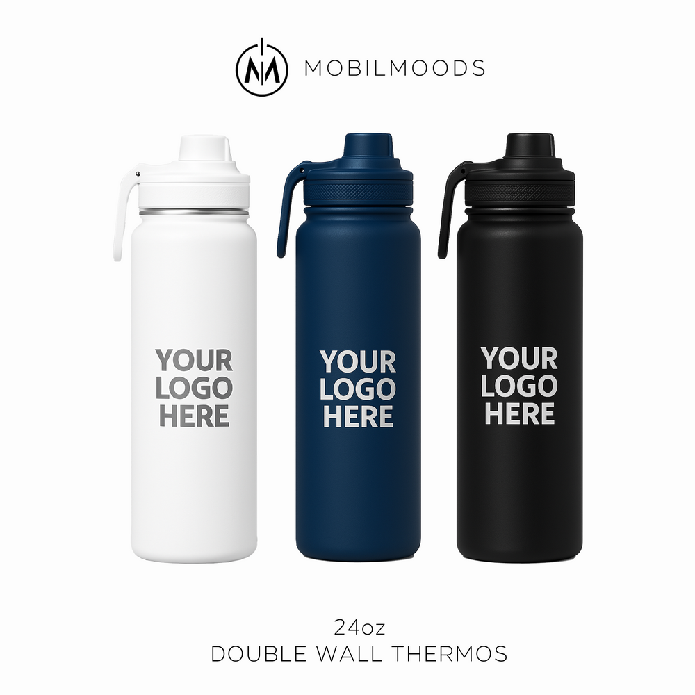 T-4, 24oz Promotional Company Gift Bulk Order Thermos, Double Wall Insulated Water Bottle, Stainless Steel Drinkware, Personalized Gift Thermos