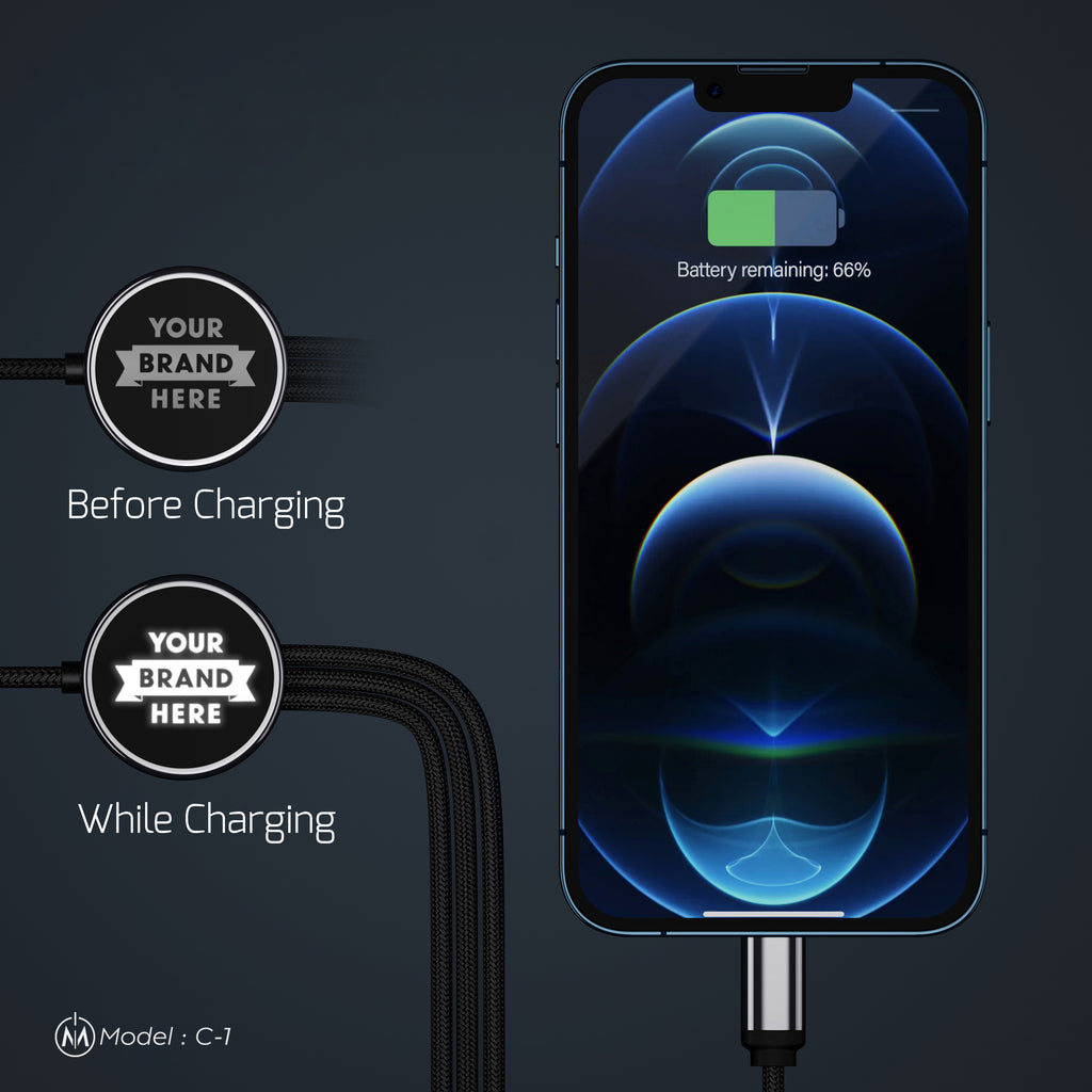 C-1, Affordable Company Giveaway Gift, Corporate Logo Phone Charger, Personalized Charging Cord, Bulk Order Event Gift, Best Conference Gift