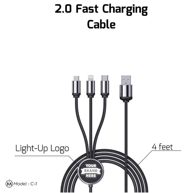 Personalized Affordable Company Giveaway Gift, Corporate Logo Phone Charger, USB-C Input / Output Charging Cord, Bulk Order Event Gift,