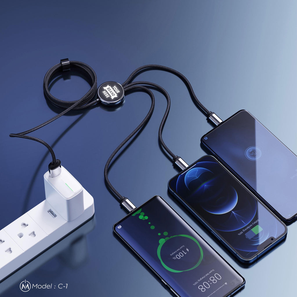 Personalized Affordable Company Giveaway Gift, Corporate Logo Phone Charger, USB-C Input / Output Charging Cord, Bulk Order Event Gift,