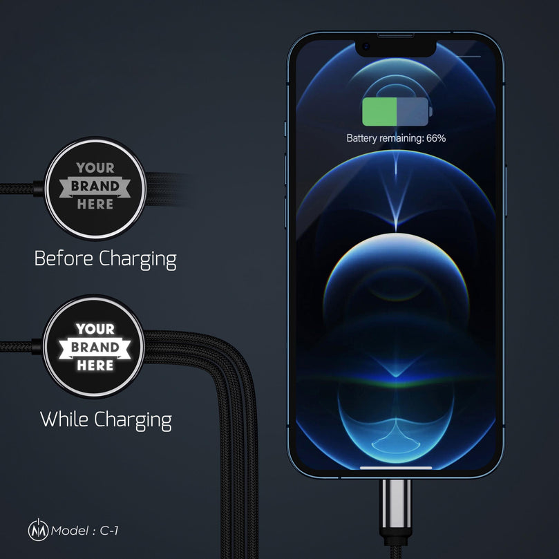 Personalized Affordable Company Giveaway Gift, Corporate Logo Phone Charger, USB-C Input / Output Charging Cord, Bulk Order Event Gift,