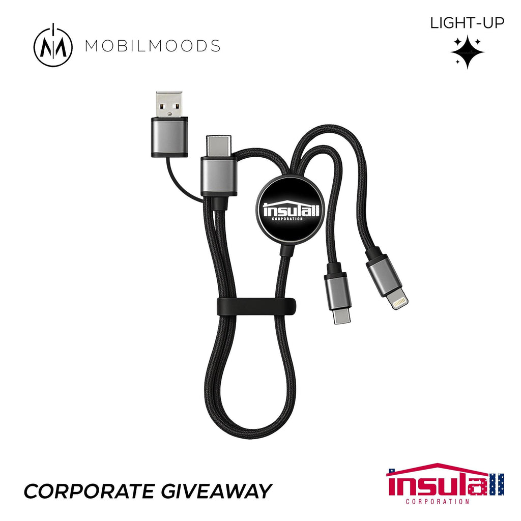 Personalized Affordable Company Giveaway Gift, Corporate Logo Phone Charger, USB-C Input / Output Charging Cord, Bulk Order Event Gift,