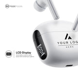 Personalization Logo ANC Wireless Earbuds, Personalized Earphones with LCD Charging Case, Bulk Employee Client Gift, Corporate Tech Swag