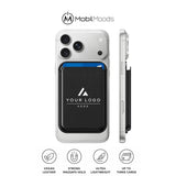 Custom Logo MagSafe Compatible Phone Wallet, Vegan Leather Magnetic Card Holder for 3 Cards, Bulk Employee Gift, Branded Company Swag