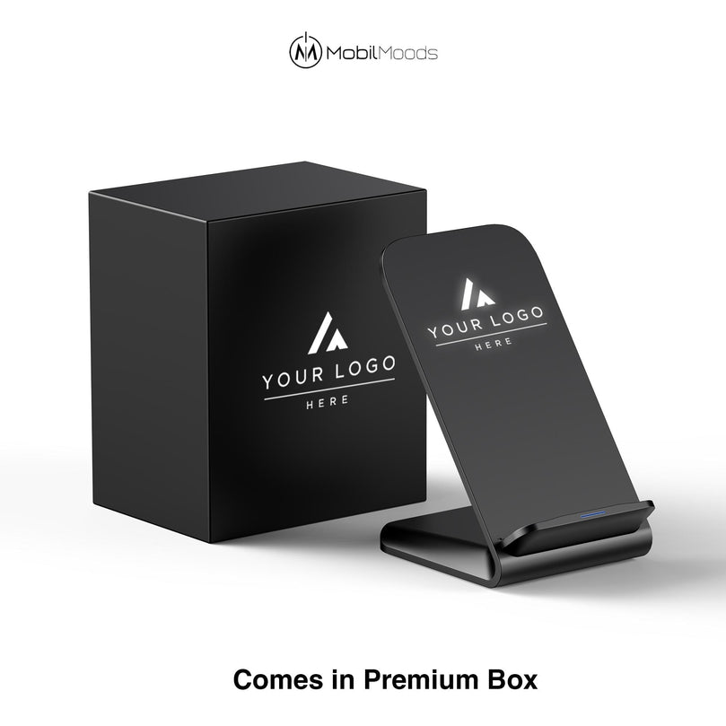 Custom Light Up Logo Wireless Charger Stand, Branded Desk Phone Dock, Bulk Employee Welcome Gift, Client Appreciation, Event Swag