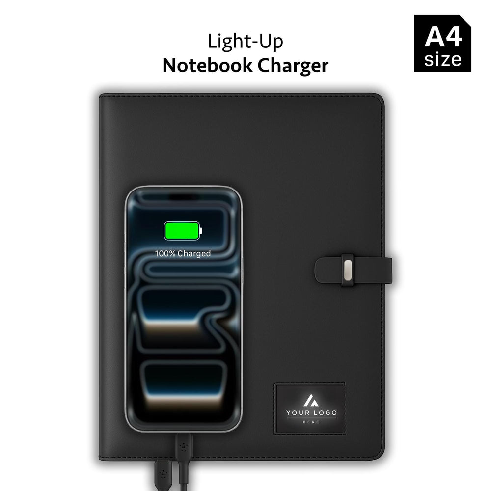 Personalized A4 Light-Up Charging Notebook, Custom Logo Tech Onboarding Kit, Realtor Closing Gift, Conference Speaker Gift