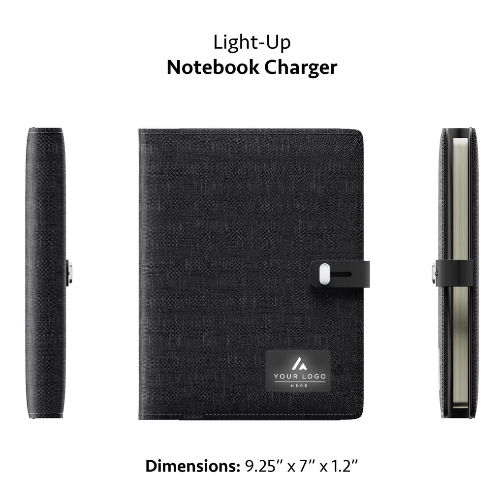 Personalized A5 Light-Up Charging Notebook, Custom Logo Tech Onboarding Kit, Realtor Closing Gift, Conference Speaker Journal