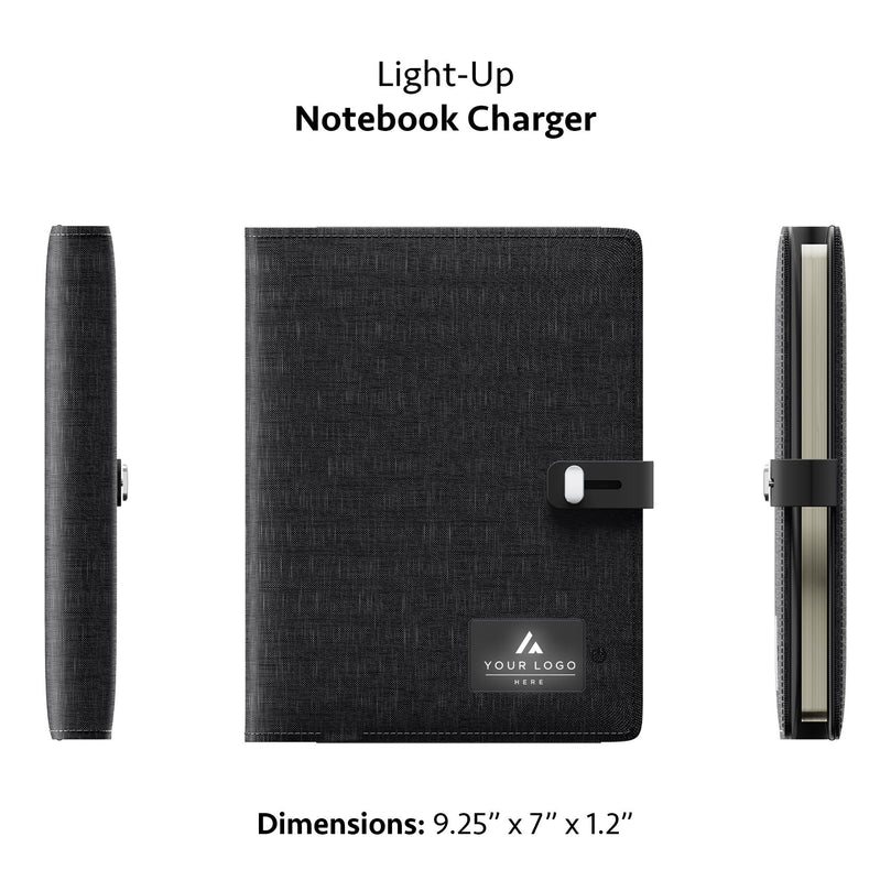 Personalized A5 Light-Up Charging Notebook, Custom Logo Tech Onboarding Kit, Realtor Closing Gift, Conference Speaker Journal