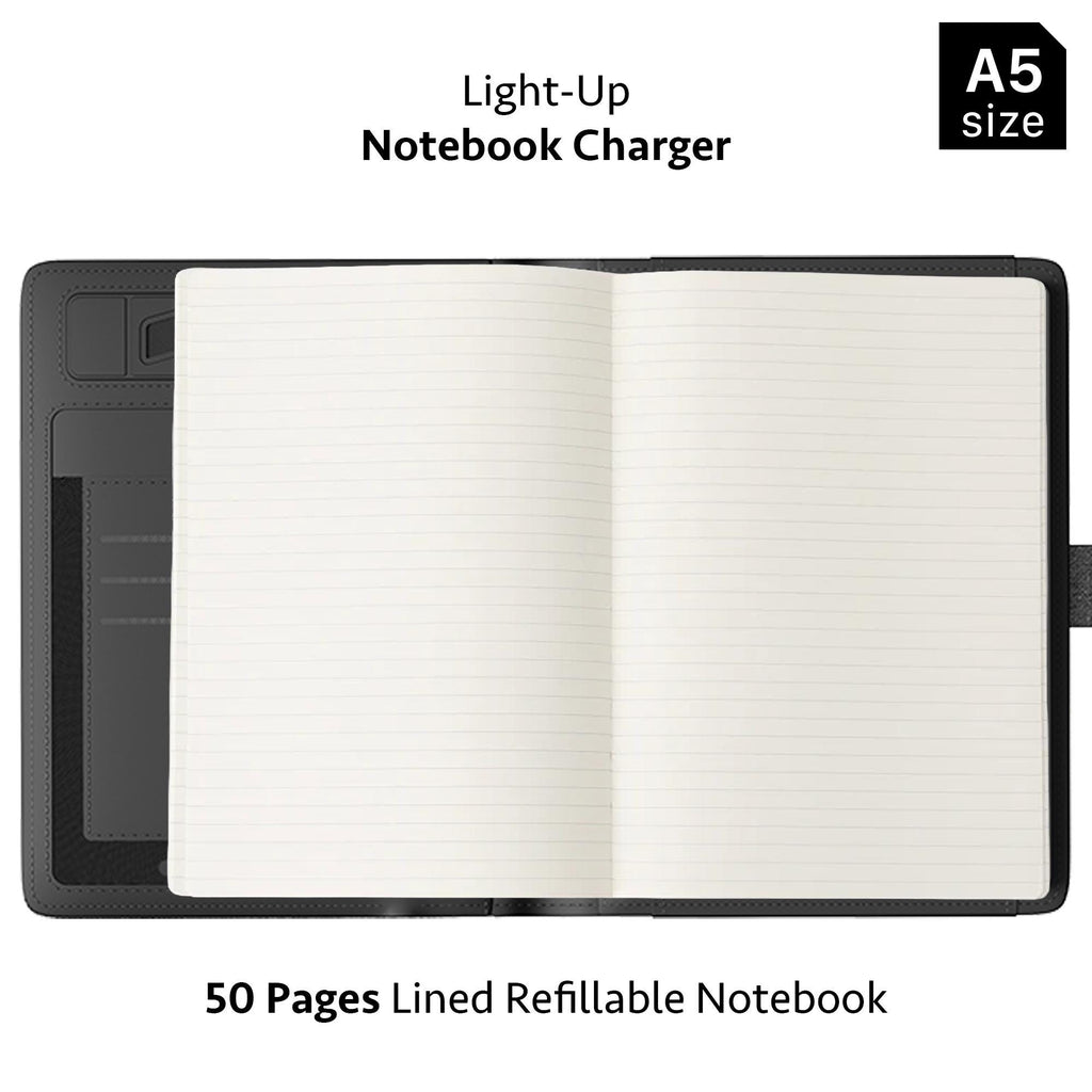 Personalized A5 Light-Up Charging Notebook, Custom Logo Tech Onboarding Kit, Realtor Closing Gift, Conference Speaker Journal