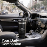 Personalized Insulated Tumbler with Handle, Custom Logo Travel Cup, Realtor Closing Gift Tumbler, Construction Crew Mug, Conference Swag