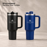Personalized 30 oz Insulated Tumbler with Handle, Custom Logo Travel Cup, Construction Crew Gift Tumbler, Company Driver Gift Tumbler