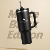 Personalized 30 oz Insulated Tumbler with Handle, Custom Logo Travel Cup, Construction Crew Gift Tumbler, Company Driver Gift Tumbler