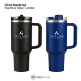 Personalized 30 oz Insulated Tumbler with Handle, Custom Logo Travel Cup, Construction Crew Gift Tumbler, Company Driver Gift Tumbler