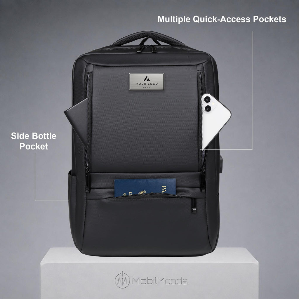 Personalized Backpack Gift Set with Smart Thermos, Power Bank and Charging Cable, Custom Logo New Hire Kit for Technology Companies