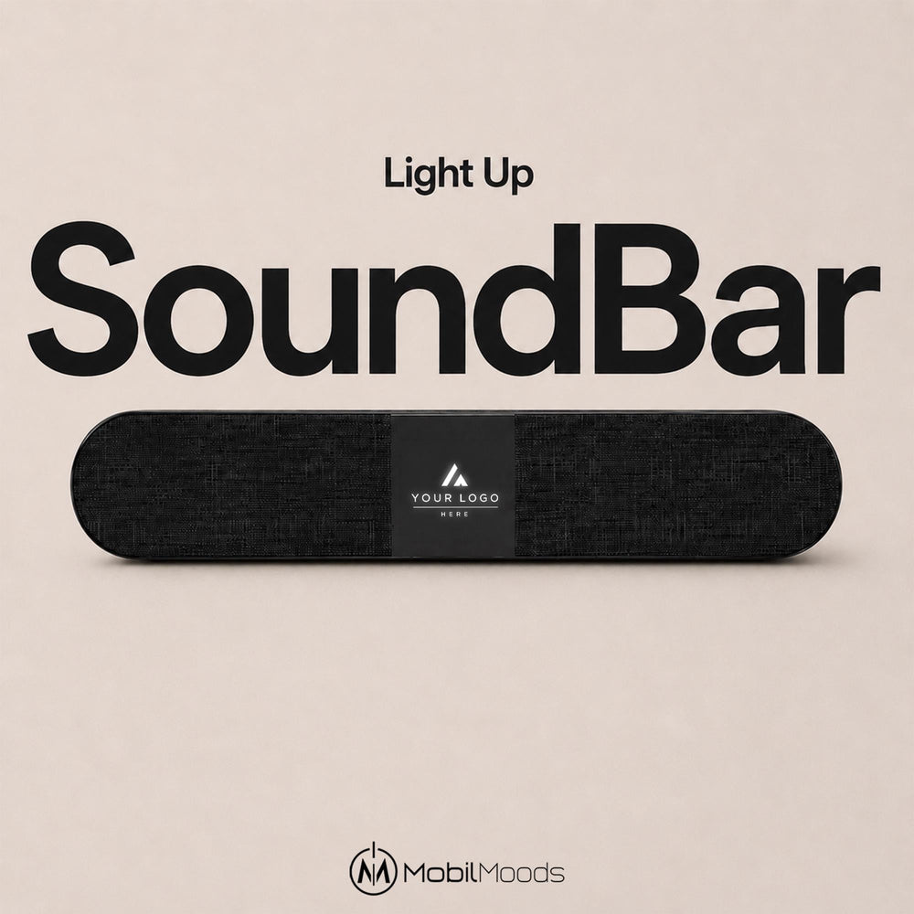 Customized Light Up SoundBar, 20W Speaker with HDMI USB-C and SD Card, Employee Tech Gift, Client Welcome Gift SoundBar
