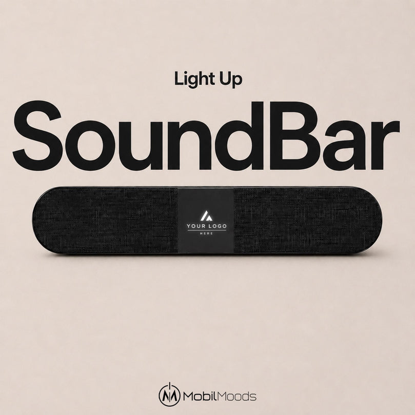Customized Light Up SoundBar, 20W Speaker with HDMI USB-C and SD Card, Employee Tech Gift, Client Welcome Gift SoundBar