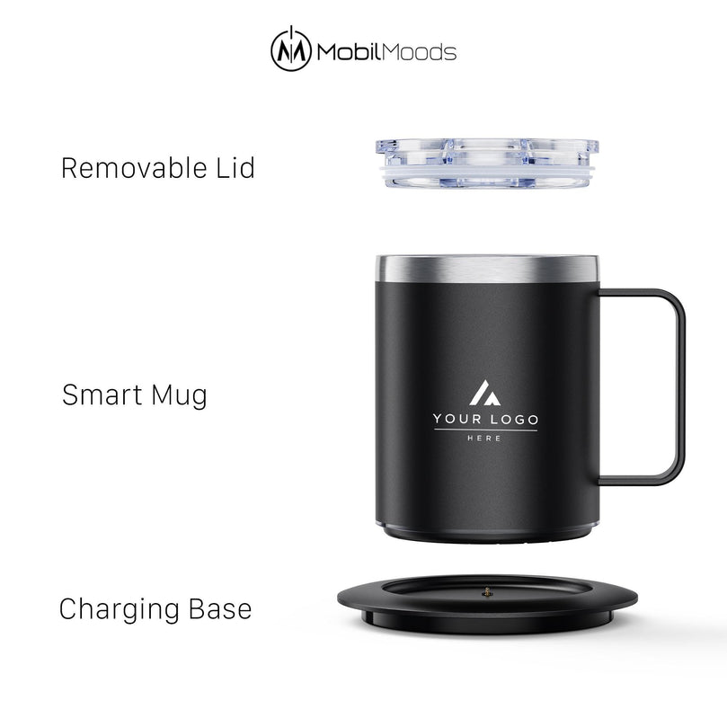 Personalized Smart Heated Mug, Custom Logo Office Coffee Cup, Employee Welcome Gift, Client Appreciation Gift, Executive Desk Mug