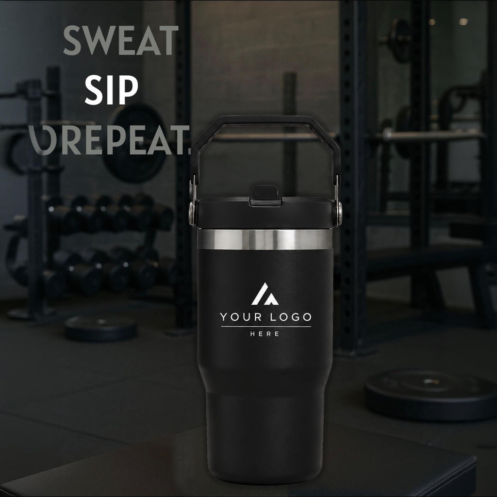Personalized Insulated Tumbler with Handle, Custom Logo Travel Cup, Realtor Closing Gift Tumbler, Construction Crew Mug, Conference Swag
