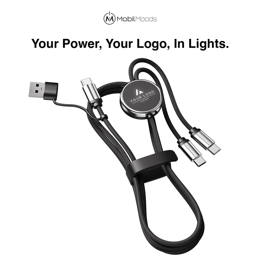 Employee Tech Gift Box, Adjustable Phone Stand, MagSafe Phone Wallet, Stylus Touch Pen, Light Up Cable, Company Logo Corporate Gift Set