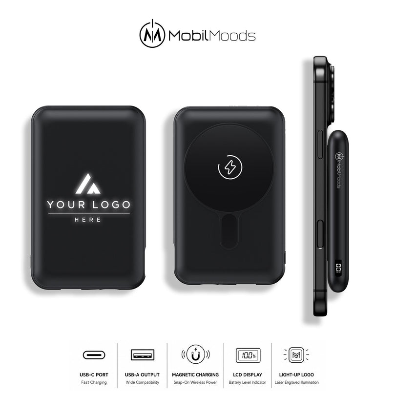 Corporate Gift Box, Company Logo Gift Set, 30 oz Tumbler, 10000mAh Light Up MagSafe Power Bank, Charging Cable, Company Employee Gift Set
