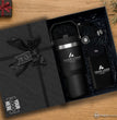 Branded Corporate Gift Set with Company Logo, 20 oz Ice Flow Tumbler, 10000mAh Light Up Built In Cable Power Bank, Premium Employee Gift Box