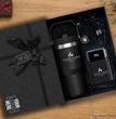 Premium Corporate Gift Box with Company Logo, 20 oz Ice Flow Tumbler, 20W PD Wall Charger Power Bank, Light Up Cable, Employee Gift Set
