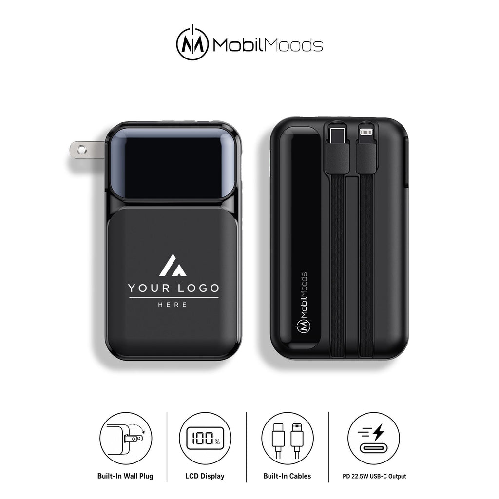 Premium Corporate Gift Box with Company Logo, 20 oz Ice Flow Tumbler, 20W PD Wall Charger Power Bank, Light Up Cable, Employee Gift Set