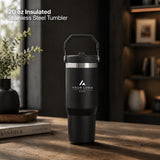Personalized Insulated Tumbler with Handle, Custom Logo Travel Cup, Realtor Closing Gift Tumbler, Construction Crew Mug, Conference Swag