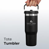 Personalized Insulated Tumbler with Handle, Custom Logo Travel Cup, Realtor Closing Gift Tumbler, Construction Crew Mug, Conference Swag