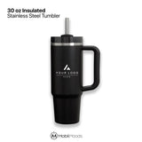 Personalized 30 oz Insulated Tumbler with Handle, Custom Logo Travel Cup, Construction Crew Gift Tumbler, Company Driver Gift Tumbler