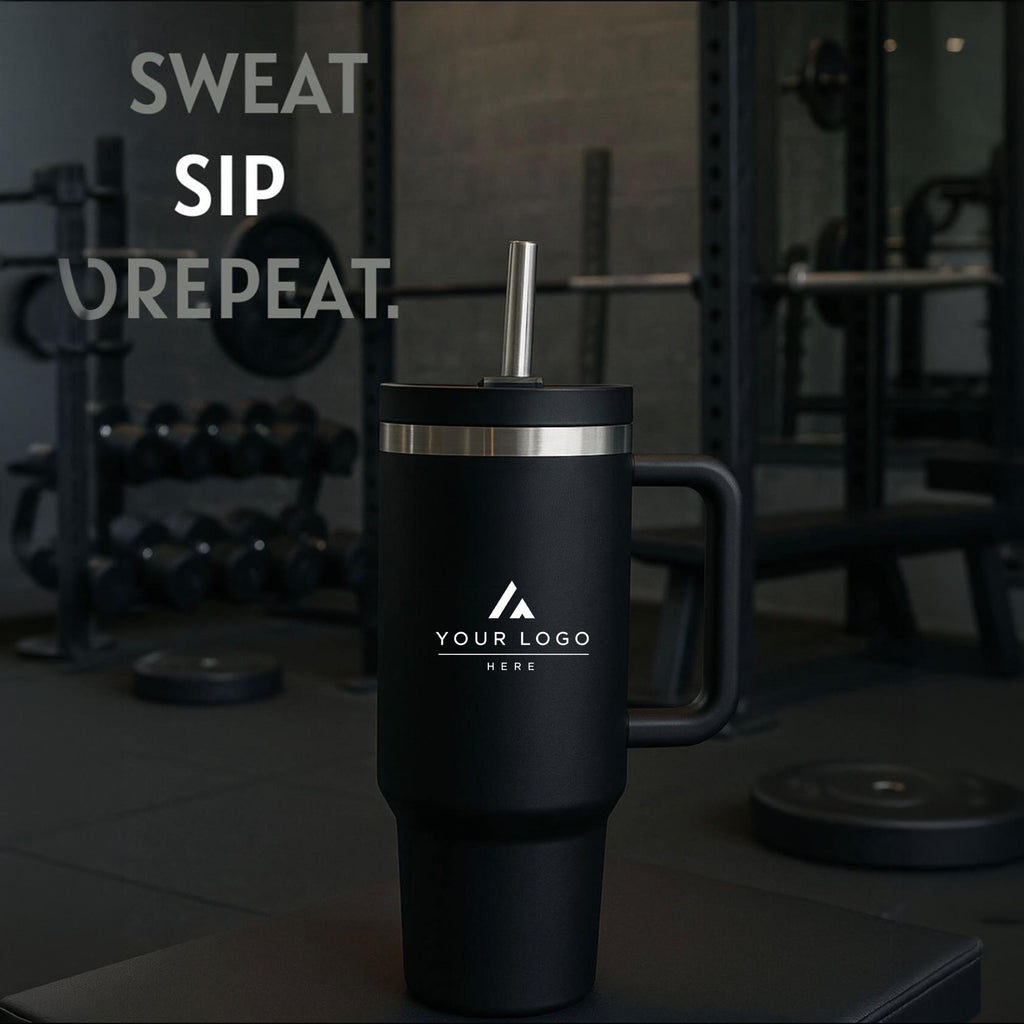Personalized 30 oz Insulated Tumbler with Handle, Custom Logo Travel Cup, Construction Crew Gift Tumbler, Company Driver Gift Tumbler
