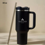 Personalized 30 oz Insulated Tumbler with Handle, Custom Logo Travel Cup, Construction Crew Gift Tumbler, Company Driver Gift Tumbler
