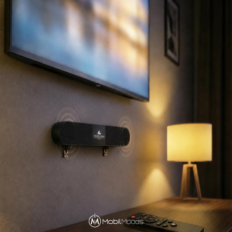 Customized Light Up SoundBar, 20W Speaker with HDMI USB-C and SD Card, Employee Tech Gift, Client Welcome Gift SoundBar