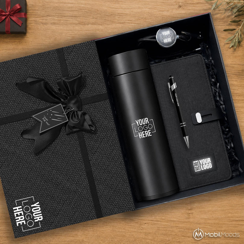 Finance Company Holiday Gift with Branded Tech Portfolio for Bank Employees, Advisors and VIP Clients Gift Box