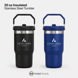 Personalized Insulated Tumbler with Handle, Custom Logo Travel Cup, Realtor Closing Gift Tumbler, Construction Crew Mug, Conference Swag