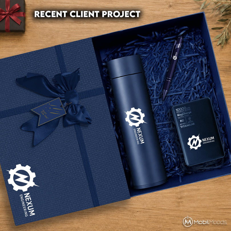 Custom Engineering Company Gift Box, Branded Executive Gift Set with Smart Thermos, MagSafe Power Bank & Stylus Pen, Client or Employee Gift