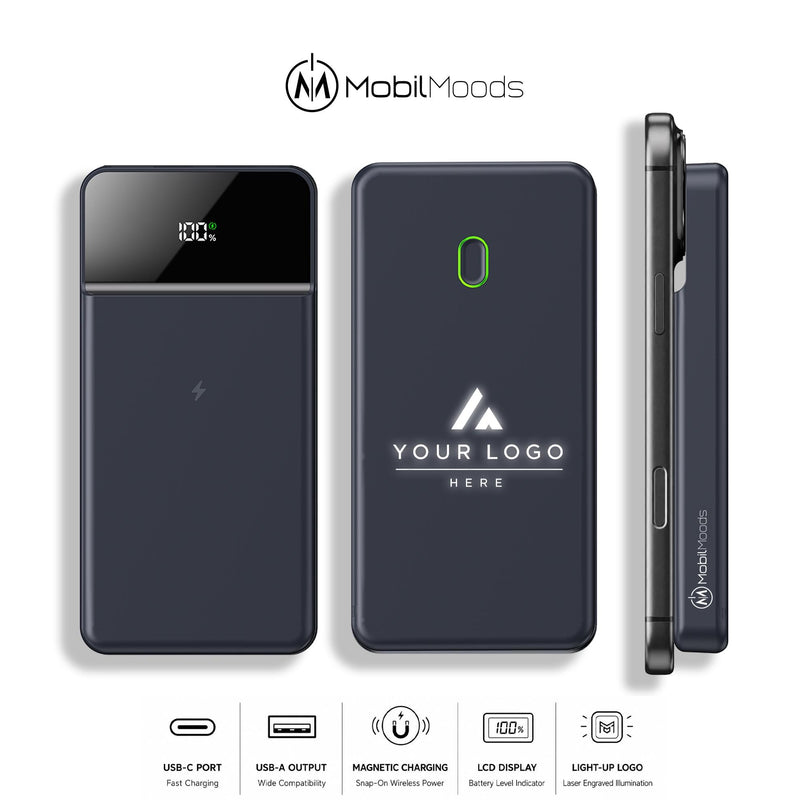Custom Company Logo Options Trader Gift Box, Personalized 16oz Smart Thermos and 10000mAh MagSafe-Compatible Power Bank Gift Set