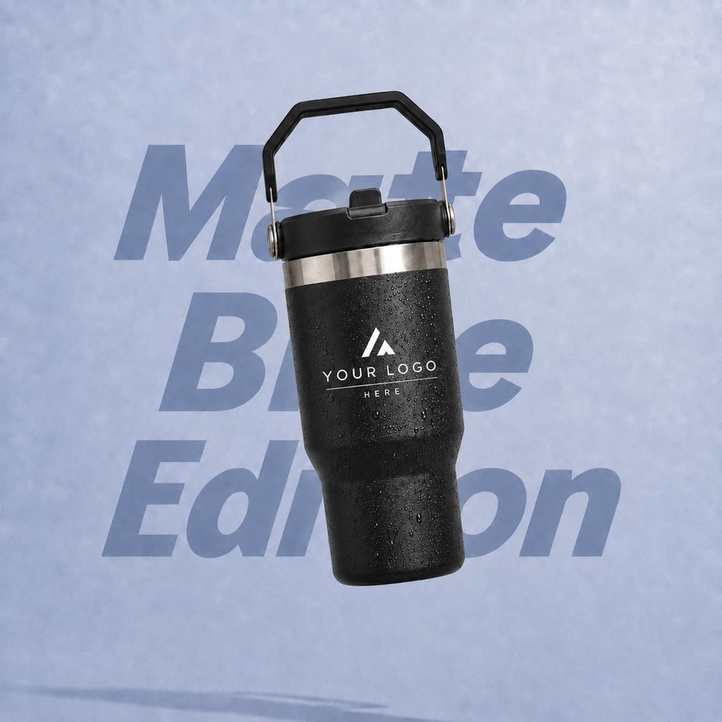 Premium Employee Gift Set with Company Logo, 20 oz Ice Flow Stainless Steel Tumbler, 10000mAh MagSafe Light Up Power Bank, Charging Cable