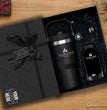 Modern Corporate Gift Set with Company Logo, Custom 20 oz Ice Flow Tumbler, 15W Light Up 3 in 1 Wireless Docking Station, Charging Cable Set